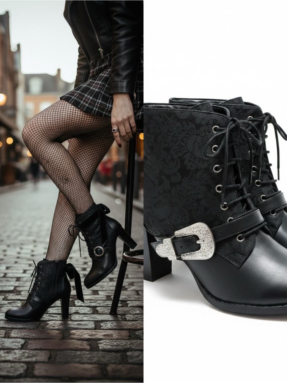 Vintage Goth Victorian Lace-Up Ankle Boots – Size 8.5 / EU 40